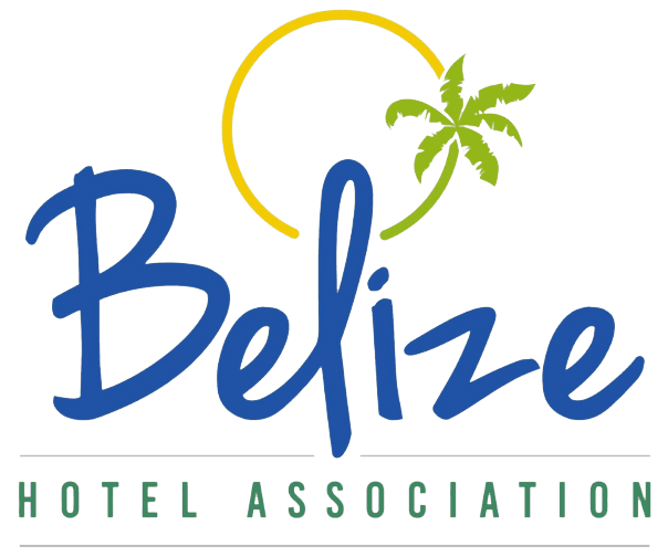 Logo of the Belize Hotel Association featuring palm leaves and a sun graphic.